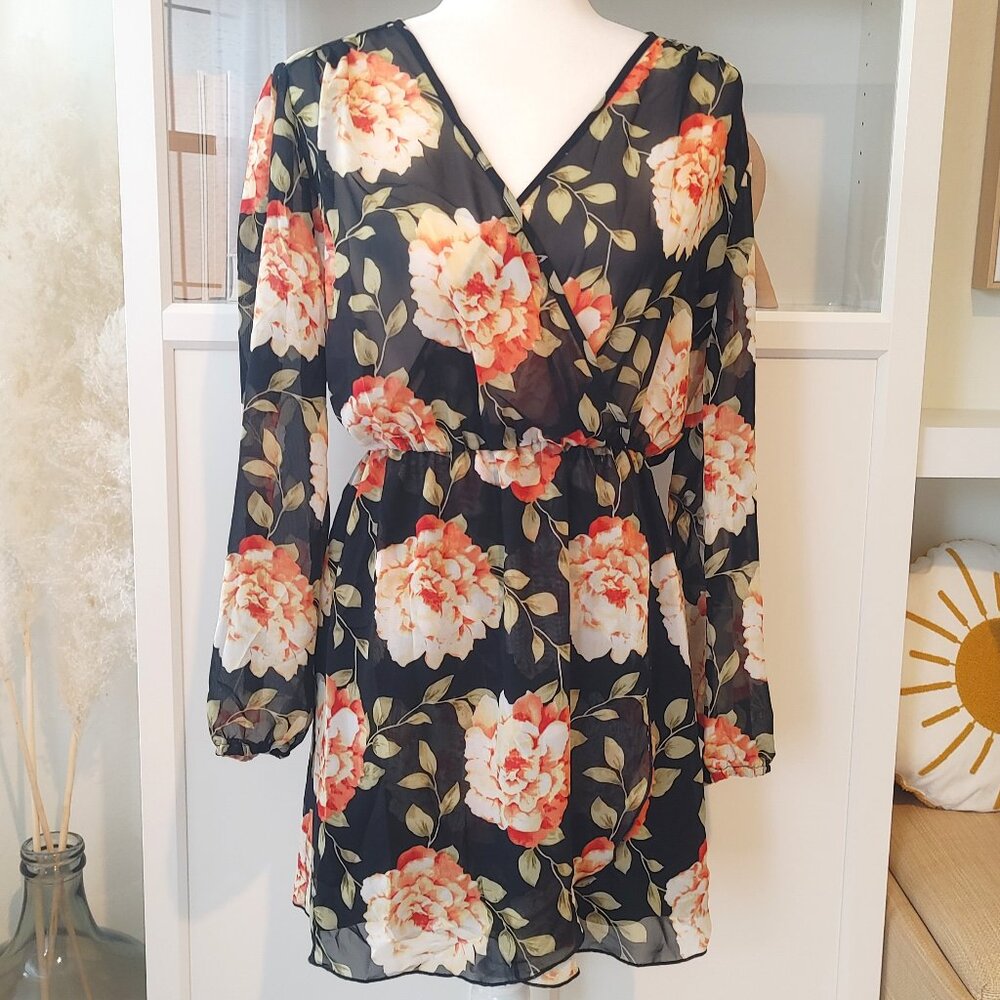 LIBERTY LOVE Black Floral Dress - Size Medium - Picture 1 of 5